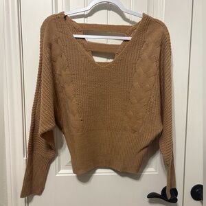 Women's Brown/Tan Knit Sweater with open back